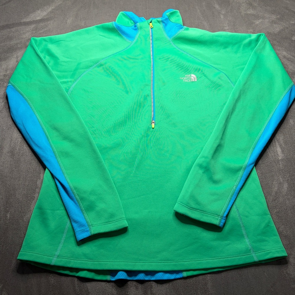 The North Face Pullover Womens L Green Blue 1/4 Zip FlashDry Active Performance